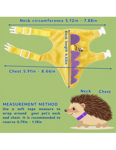 Correa y Arnés Ajustable para Erizo Homedy Amarillo