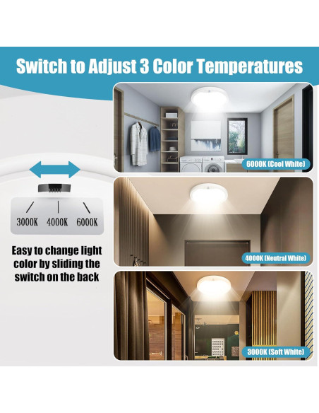 Luz de Techo LED 20W con Sensor de Movimiento 3CCT Ajustable Luz de Techo LED 20W con Sensor de Movimiento 3CCT Ajustable
