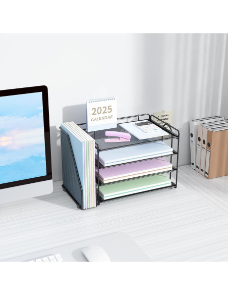 Organizador de Escritorio Spacrea Negro con 4 Bandejas y Archivos