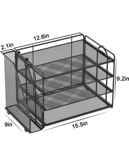 Organizador de Escritorio Spacrea Negro con 4 Bandejas y Archivos