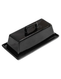 Plato de Mantequilla Porcelana Sizikato Negro 19 cm con Tapa
