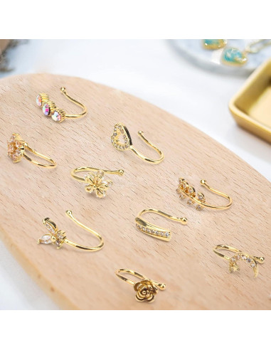 CrazyPiercing Anillo Falso de Nariz Clip 9 Piezas Joyería Mujer