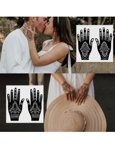 Kit de Plantillas de Tatuaje de Henna QSTOHENA 14 Hojas 19.3x10.4cm 2