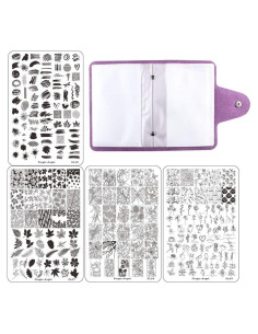 4 Placas de Estampado de Uñas XL HaiQiang con Organizador