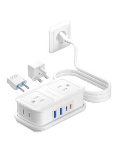 Adaptador de Enchufe de Viaje BESTEK 8 en 1 con USB-C 1.1m