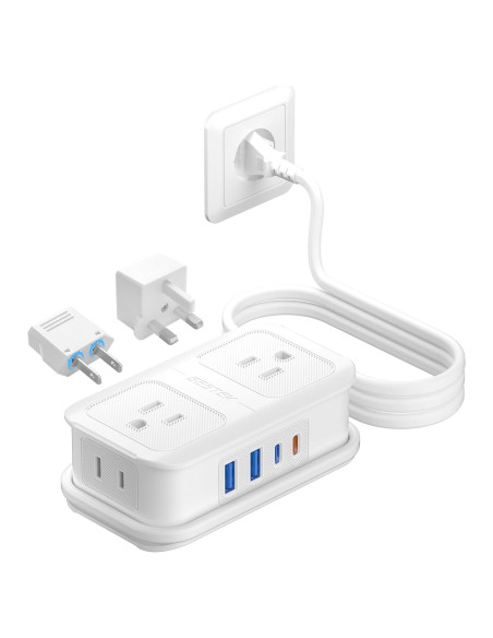 Adaptador de Enchufe de Viaje BESTEK 8 en 1 con USB-C 1.1m