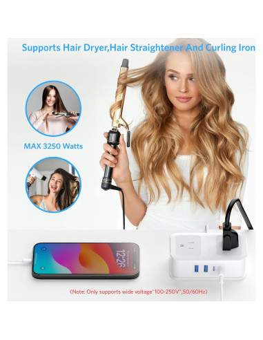 Adaptador de Enchufe de Viaje BESTEK 8 en 1 con USB-C 1.1m