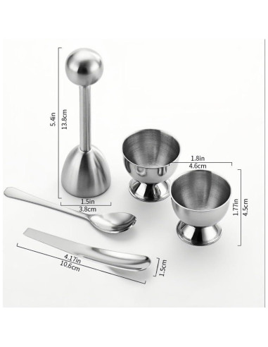 Juego de 5 Abridores de Huevos ZORIC - Acero Inoxidable