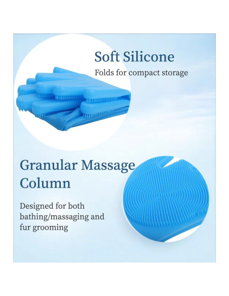 Guantes de Baño para Mascotas Easoneo - Silicona Azul Manga Larga