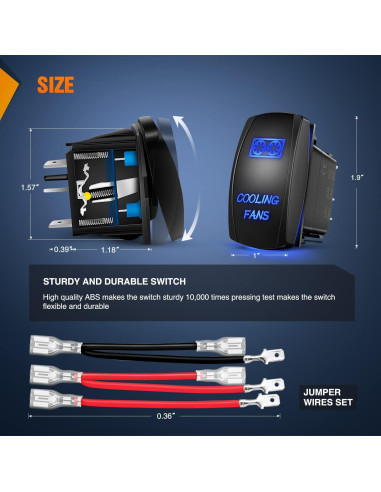 Interruptor de Palanca Nilight 5 Pines LED Azul 20A 12V