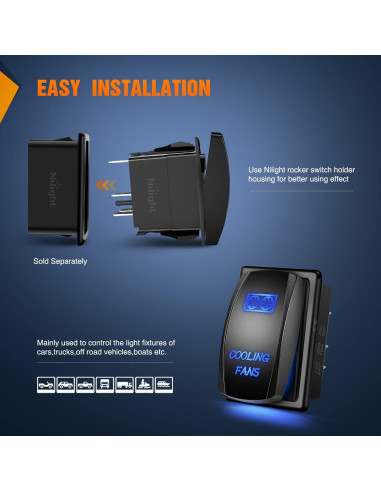 Interruptor de Palanca Nilight 5 Pines LED Azul 20A 12V