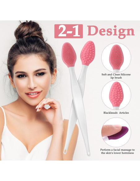 5 Pcs Cepillo Exfoliante de Labios WLLHYF Silicona Doble Cara