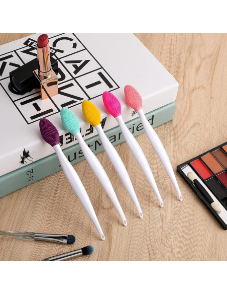 5 Pcs Cepillo Exfoliante de Labios WLLHYF Silicona Doble Cara