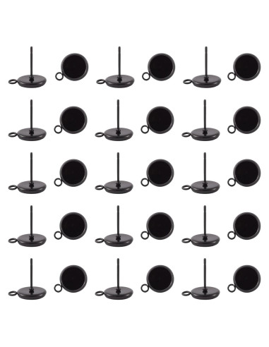 100 Piezas Aretes de Acero Inoxidable PH PandaHall 8mm Negro