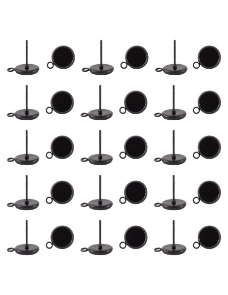 100 Piezas Aretes de Acero Inoxidable PH PandaHall 8mm Negro