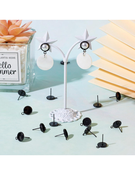 100 Piezas Aretes de Acero Inoxidable PH PandaHall 8mm Negro