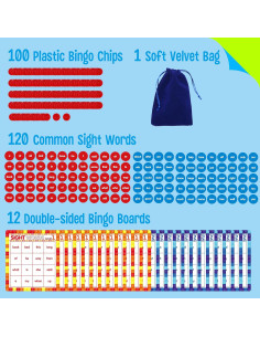 Juego de Bingo de Palabras de Vista SpriteGru - 120 Fichas Educativas 2