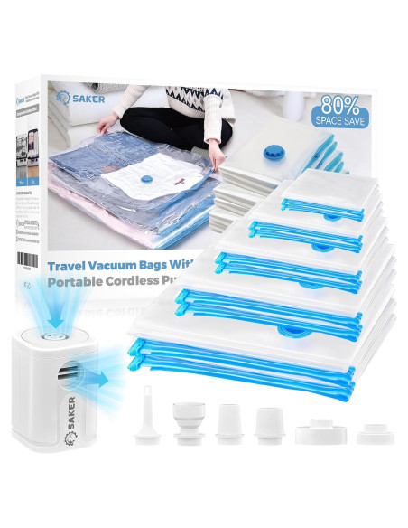 Bolsas de Almacenamiento al Vacío Saker con Bomba Eléctrica 15 Piezas