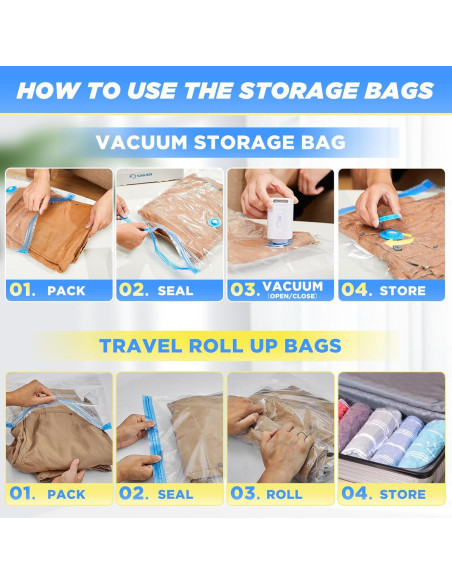 Bolsas de Almacenamiento al Vacío Saker con Bomba Eléctrica 15 Piezas