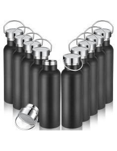 Paquete de 10 Botellas de Agua Aisladas Mimorou 591 ml Negro