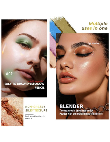 Lápiz de Sombra de Ojos Melsintern 12 Colores Mate y Brillo