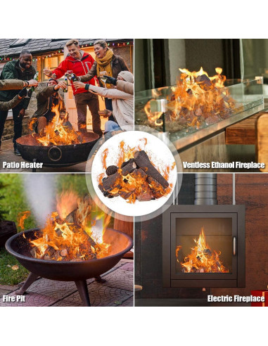 Leños Cerámicos para Chimenea Safstar 9 Piezas - Alta Temperatura