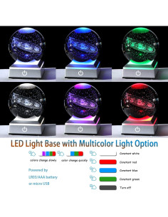 Bola de Cristal K9 80mm Sistema Solar con Base LED Ornalrist 2