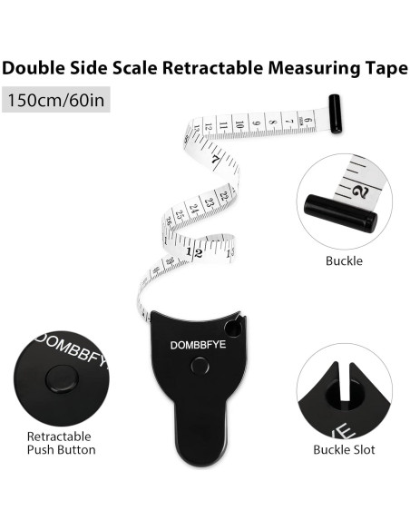 Cinta Métrica Corporal Dombbfye Retráctil 150cm Doble Escala Cinta Métrica Corporal Dombbfye Retráctil 150cm Doble Escala