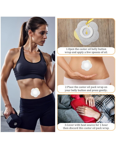 30 Pcs Compresas Desechables de Aceite de Ricino Qianyu 5.7x5.7cm