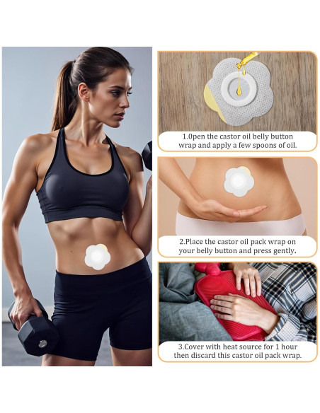 30 Pcs Compresas Desechables de Aceite de Ricino Qianyu 5.7x5.7cm