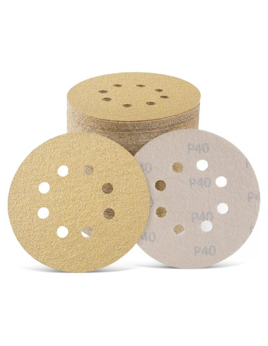 Discos de Lijado S SATC 100 PCS 5 Pulgadas 40 Grano 8 Agujeros