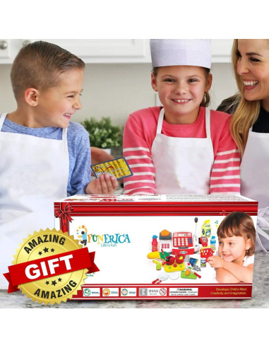 Caja Registradora de Juguete FUNERICA R104 con Escáner y Comida