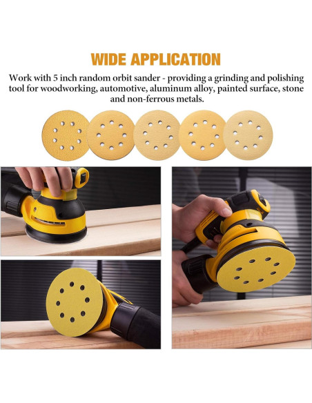 Discos de Lijado S SATC 100 PCS 5 Pulgadas 40 Grano 8 Agujeros