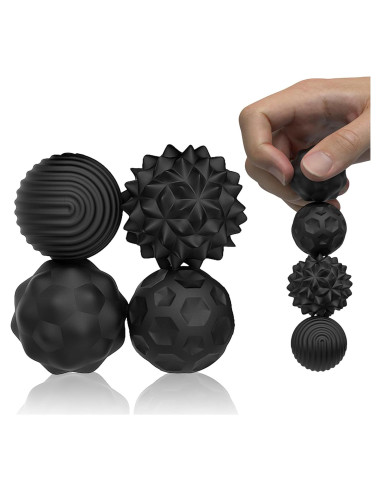 4 Bolas Antiestrés Magnéticas LACEVINE Silicona Negra 181g