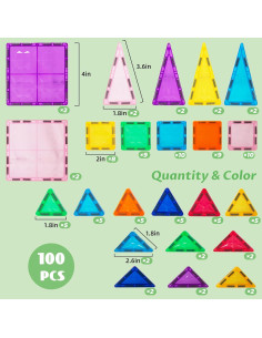 Azulejos Magnéticos de Construcción 100 Piezas WOODENFUN 2