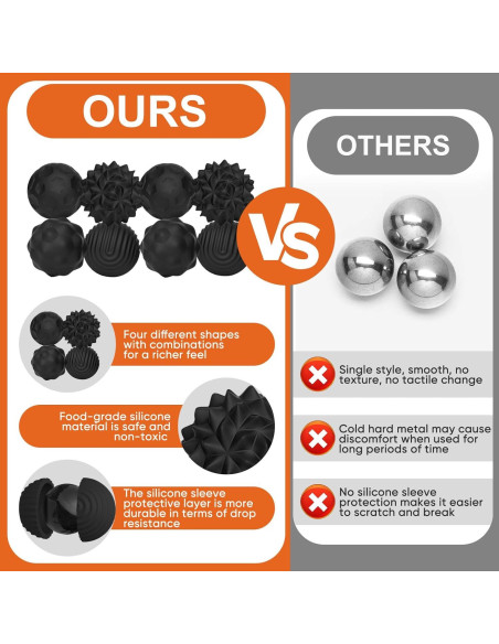 4 Bolas Antiestrés Magnéticas LACEVINE Silicona Negra 181g