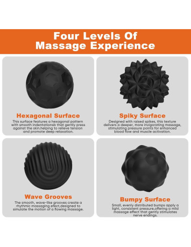 4 Bolas Antiestrés Magnéticas LACEVINE Silicona Negra 181g