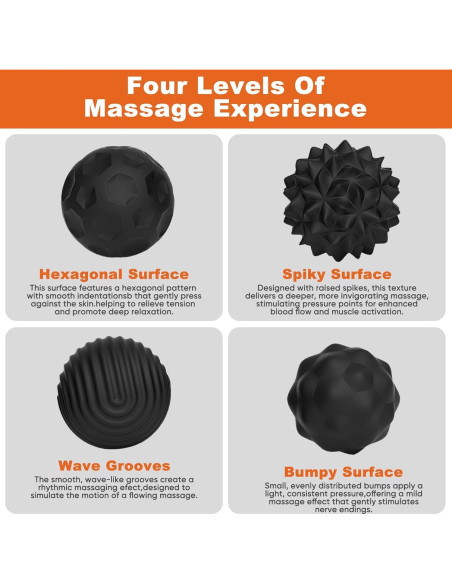 4 Bolas Antiestrés Magnéticas LACEVINE Silicona Negra 181g