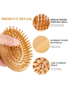 Peine de Masaje de Bambú MOZEAT LENS Antiestático 10.5x6.8cm 2