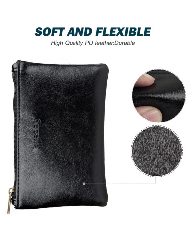 Bolsa de Tabaco FIREDOG CL74 de Cuero Negra para Pipa