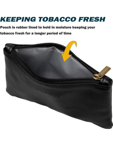 Bolsa de Tabaco FIREDOG CL74 de Cuero Negra para Pipa