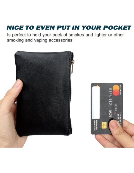 Bolsa de Tabaco FIREDOG CL74 de Cuero Negra para Pipa