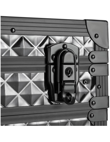 Carro de Maquillaje Rodante Grande Negro con Cerradura 4 Capas