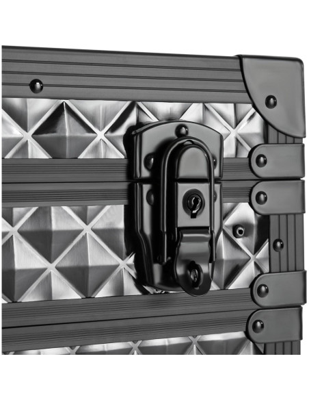 Carro de Maquillaje Rodante Grande Negro con Cerradura 4 Capas