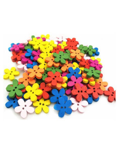 Botones de Flor de Madera AKOAK 15mm 100 Pcs Color Mezclado