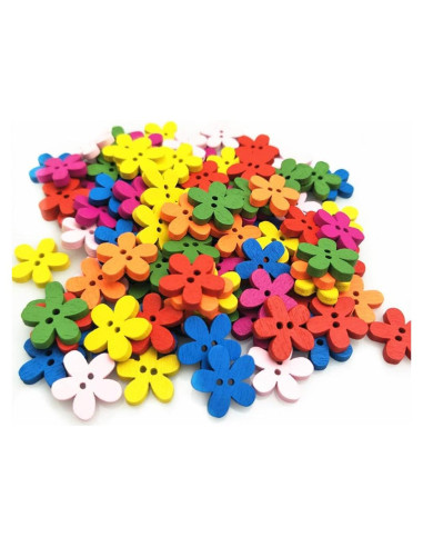 Botones de Flor de Madera AKOAK 15mm 100 Pcs Color Mezclado