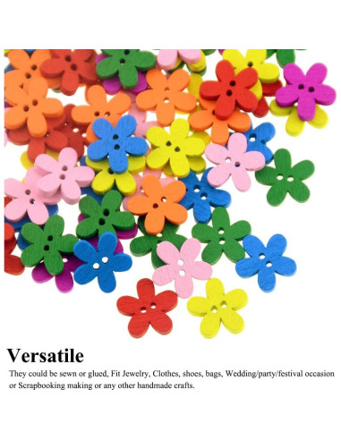 Botones de Flor de Madera AKOAK 15mm 100 Pcs Color Mezclado