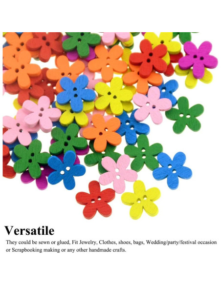 Botones de Flor de Madera AKOAK 15mm 100 Pcs Color Mezclado