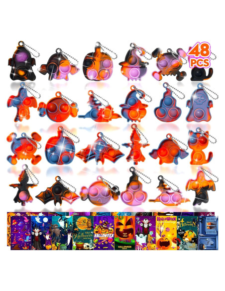 24 Llaveros Pop Antiestrés Halloween TOANWOD + Tarjetas