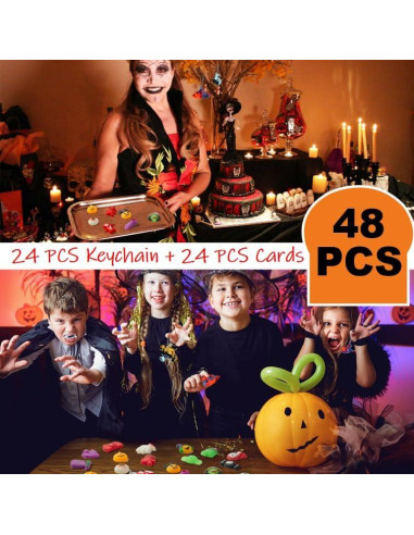 24 Llaveros Pop Antiestrés Halloween TOANWOD + Tarjetas